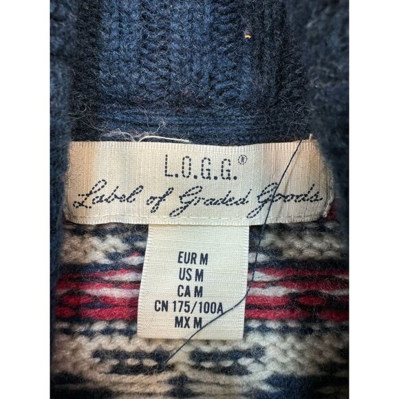 Vintage L.O.G.G. Womens Nordic Patterned Wool Blend Sweater Medium Blue - Picture 2 of 14